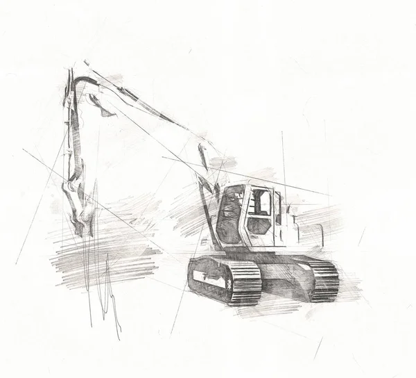 Excavator Illustration Isolated Art Work — Stock Photo, Image