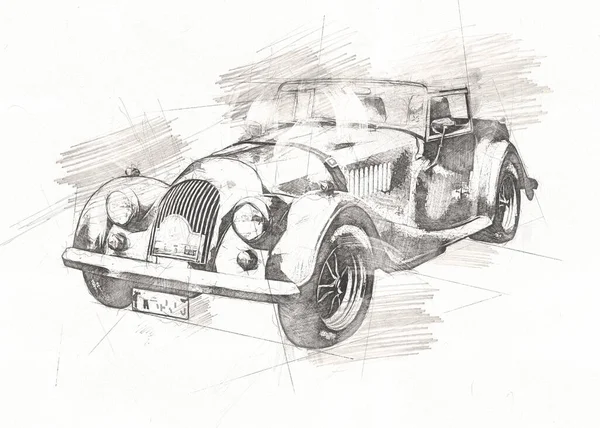 Vecchio Classico Auto Retrò Vintage Disegno — Foto Stock