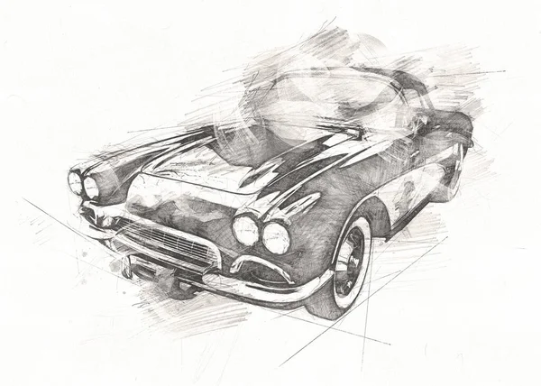 Vecchio Classico Auto Retrò Vintage Disegno — Foto Stock