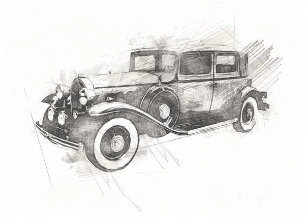 Παλιό Κλασικό Αυτοκίνητο Ρετρό Σχέδιο Εποχής — Φωτογραφία Αρχείου
