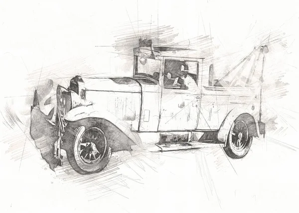 老式经典汽车复古绘画 — 图库照片