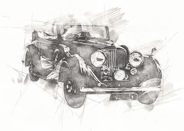 Vecchio Classico Auto Retrò Vintage Disegno — Foto Stock