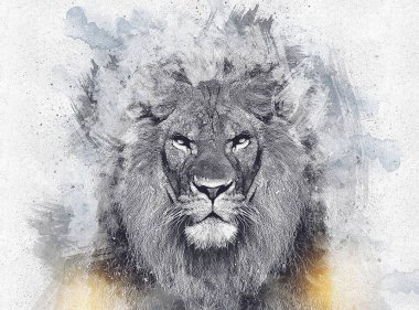 Aslan resimleri grunge vintage çiziyor