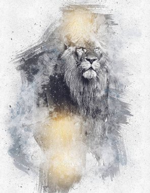 Aslan resimleri grunge vintage çiziyor