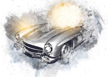 Eski klasik araba antika çizimi