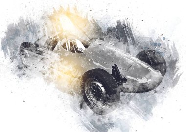 Eski klasik araba antika çizimi