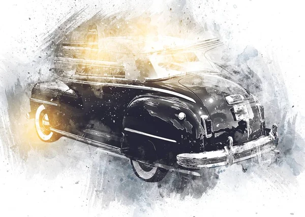 Vecchio Classico Auto Retrò Vintage Disegno — Foto Stock