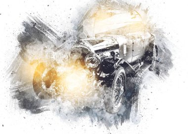 Eski klasik araba antika çizimi