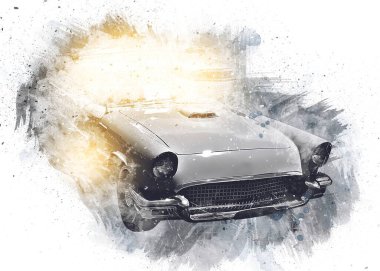 Eski klasik araba antika çizimi