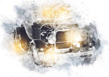 Eski klasik araba antika çizimi