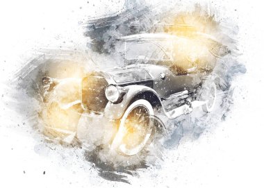 Eski klasik araba antika çizimi