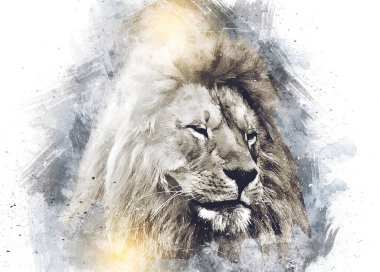 Aslan resimleri grunge vintage çiziyor