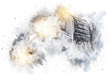 Ekskavatör illüstrasyon izole renk sanat eseri