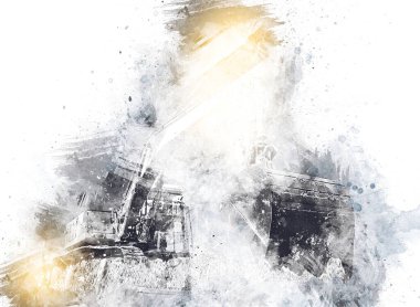 Ekskavatör illüstrasyon izole renk sanat eseri