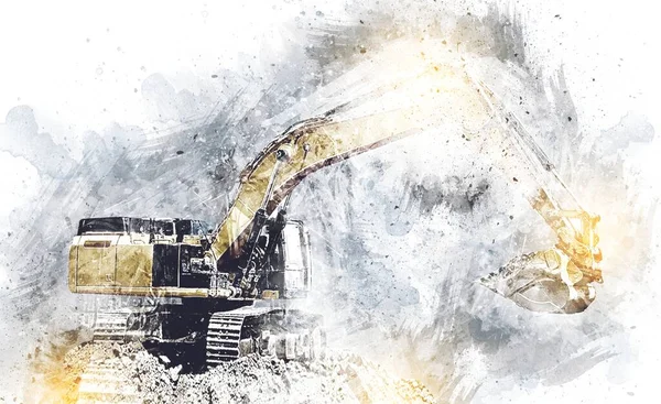 Excavator Illustration Color Isolated Art Work — Stock Photo, Image