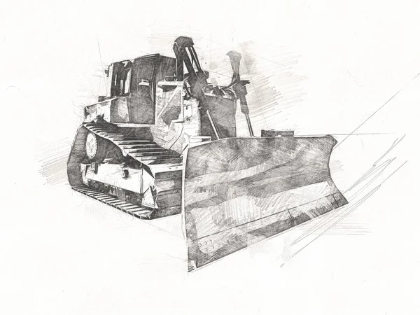 Bulldozer illustration color art grunge drawing vintage