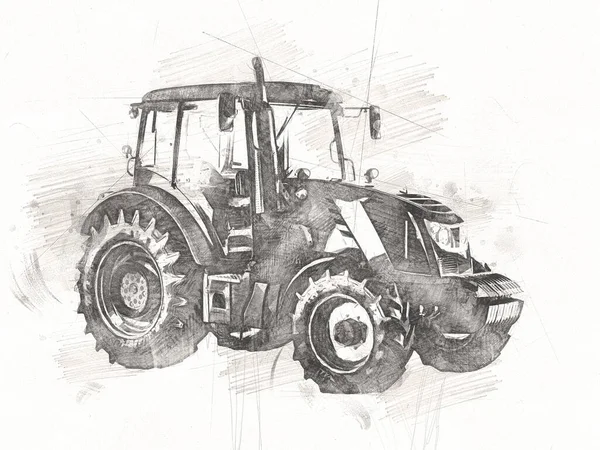 Agricultural tractor illustration color art