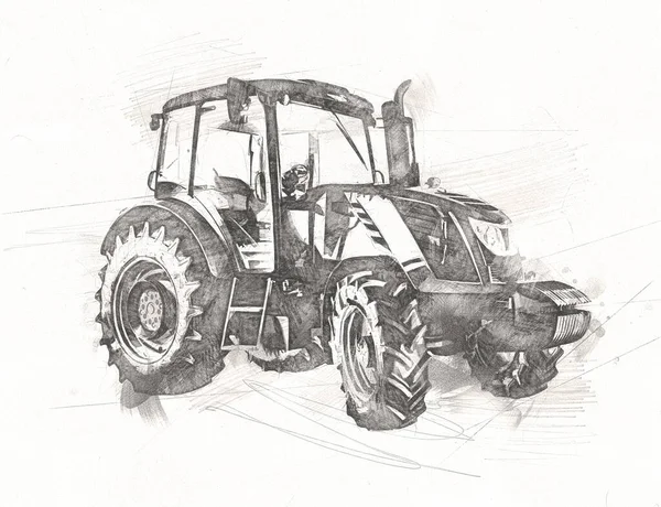 Landwirtschaftliche Traktor Illustration Farbe Kunst — Stockfoto