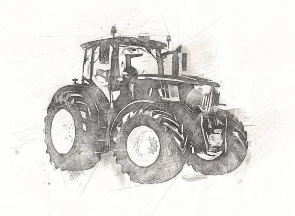 Landwirtschaftliche Traktor Illustration Farbe Kunst — Stockfoto