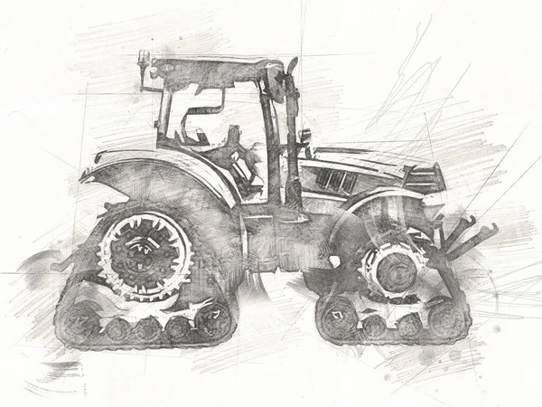 Tractor Agrícola Ilustración Color Arte — Foto de Stock