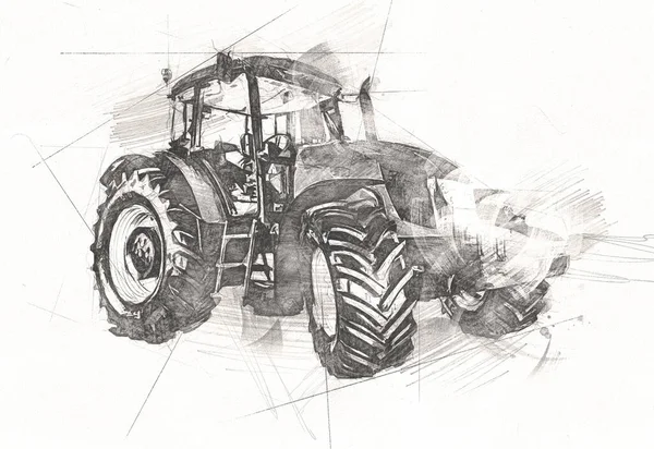 Tractor Agrícola Ilustración Color Arte —  Fotos de Stock