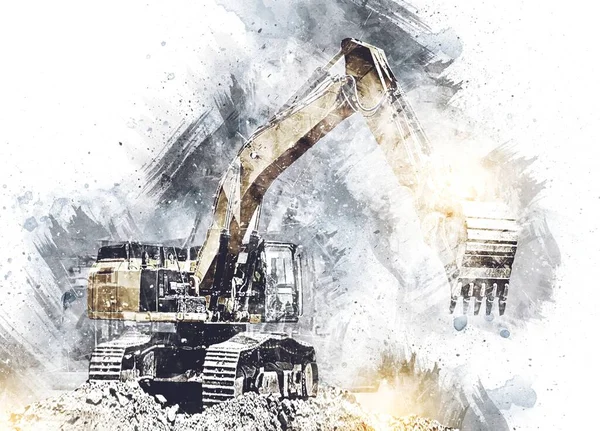 Excavator Illustration Color Isolated Art Work — Stock Photo, Image