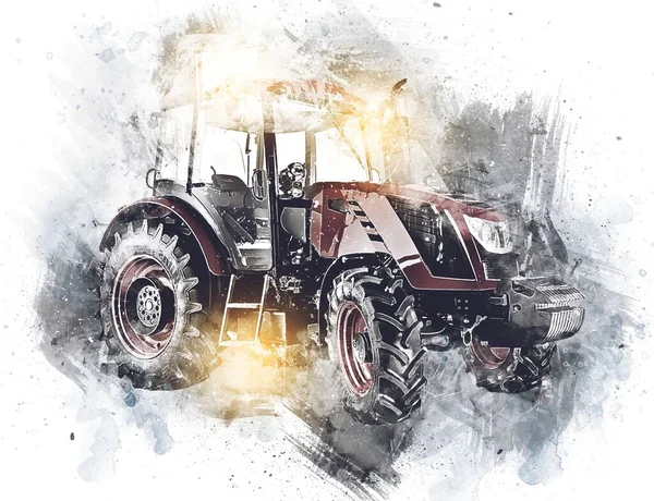 Landbouwtrekker Illustratie Kleur Kunst — Stockfoto