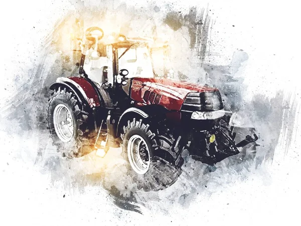 Agricultural tractor illustration color art