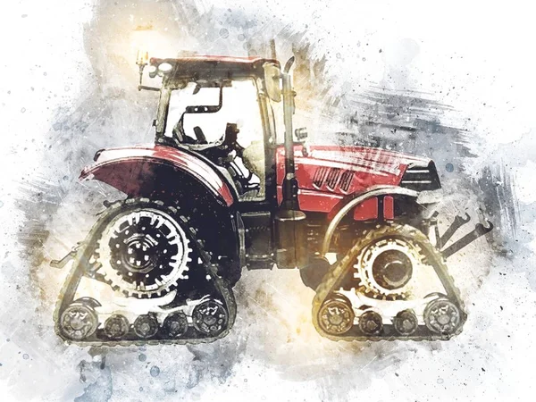 Agricultural tractor illustration color art