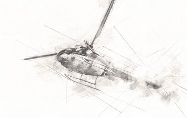 helikopter çizimi resim sanatı klasiği