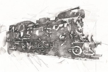 Eski buharlı lokomotif motoru antika