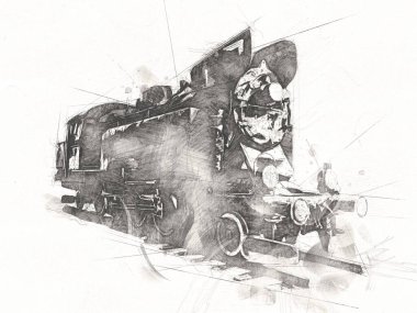 Eski buharlı lokomotif motoru antika