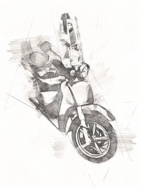 Motosiklet görüntüleme rengi izole edilmiş sanat antika retro