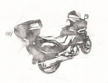 Motosiklet görüntüleme rengi izole edilmiş sanat antika retro