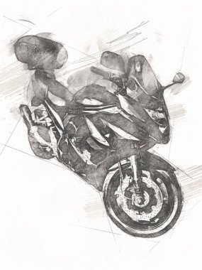 Motosiklet görüntüleme rengi izole edilmiş sanat antika retro