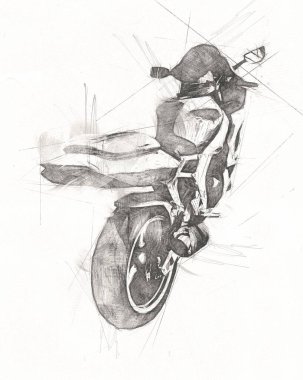 Motosiklet görüntüleme rengi izole edilmiş sanat antika retro
