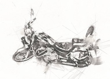 Motosiklet görüntüleme rengi izole edilmiş sanat antika retro