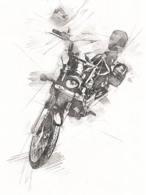 Motosiklet görüntüleme rengi izole edilmiş sanat antika retro