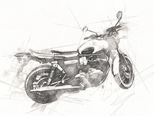 Motorrad Llustration Farbe Isoliert Kunst Vintage Retro — Stockfoto