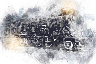 Eski buharlı lokomotif motoru antika