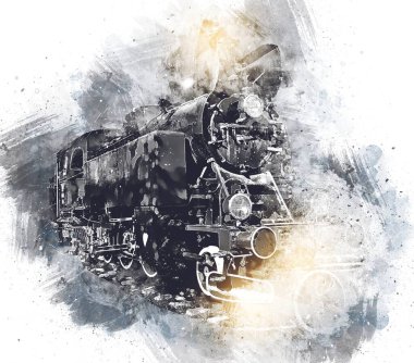 Eski buharlı lokomotif motoru antika