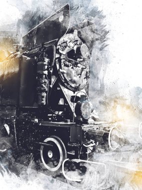 Eski buharlı lokomotif motoru antika