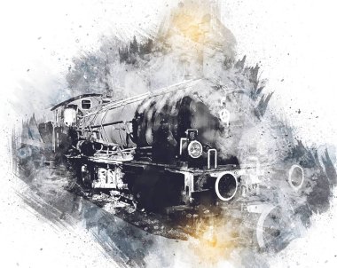 Eski buharlı lokomotif motoru antika