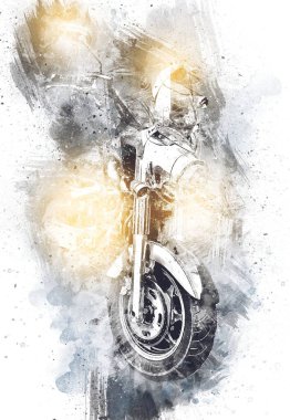 Motosiklet görüntüleme rengi izole edilmiş sanat antika retro
