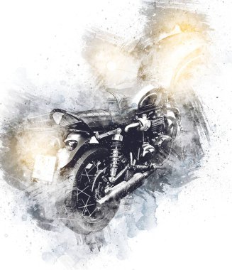 Motosiklet görüntüleme rengi izole edilmiş sanat antika retro