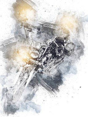 Motosiklet görüntüleme rengi izole edilmiş sanat antika retro