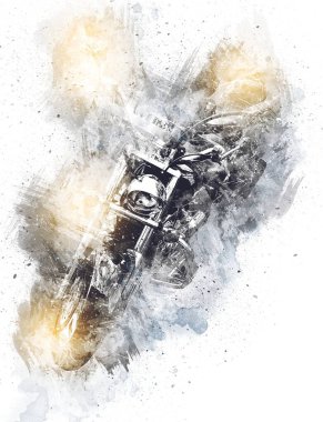 Motosiklet görüntüleme rengi izole edilmiş sanat antika retro