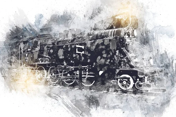 Alte Dampflokomotive Retro Oldtimer — Stockfoto