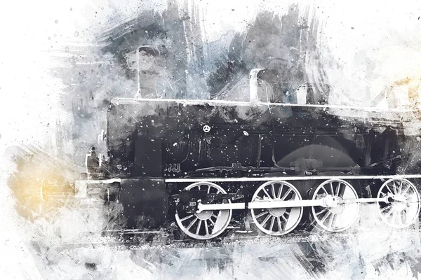 Eski buharlı lokomotif motoru antika