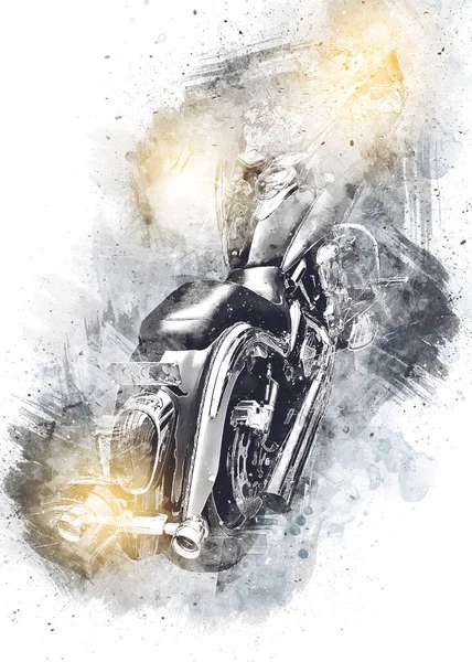 Ilustración Motocicleta Color Arte Aislado Vintage Retro —  Fotos de Stock